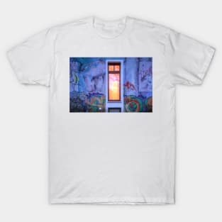 Window; colorful, house wall, painted, evening, dusk T-Shirt
